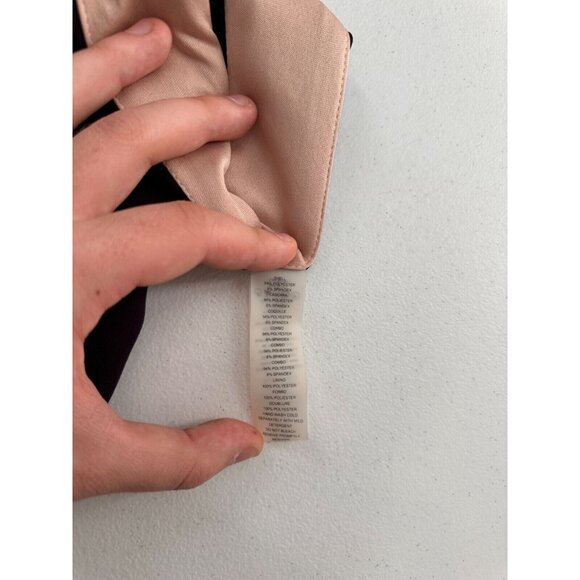 Vince Camuto Plum Dress Beige Detail Trim 3/4 Sleeve 8 USA Colorblock Retro Mod - Picture 7 of 7